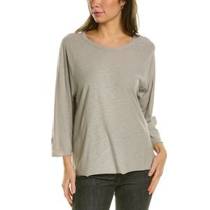James Perse Women Cotton Modal Slub Scoop Neck Raglan 3/4 Sleeve Top Tee T-Shirt